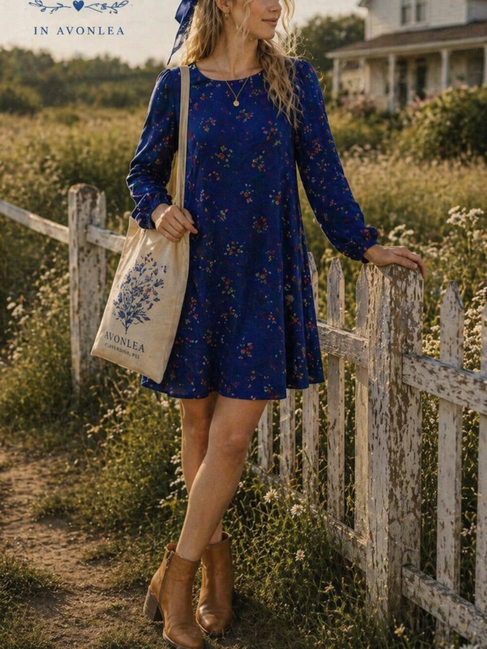 Old Navy Blue Floral Dress XS Coastal Cottagecore Rayon Shift